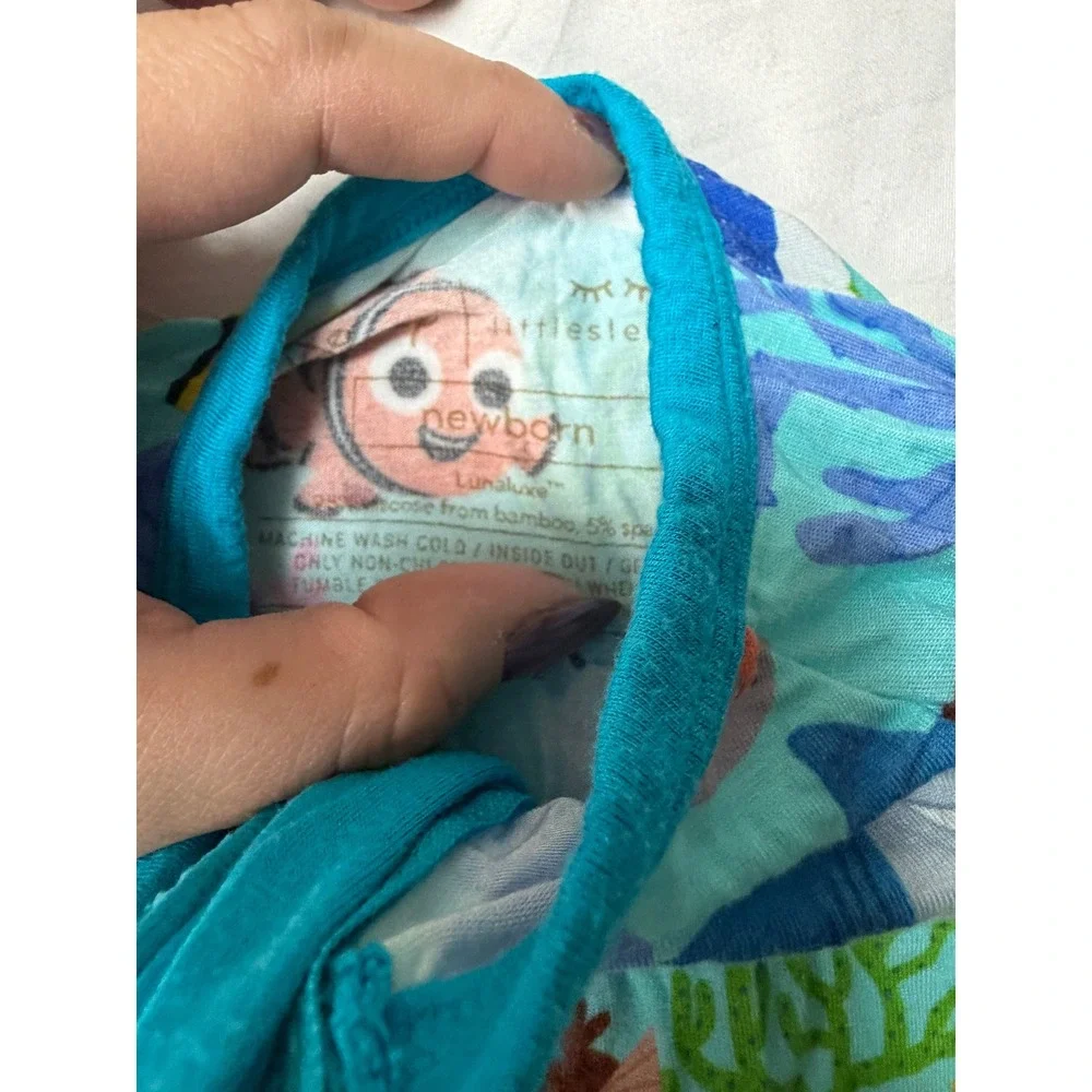 Little Sleepies Disney Finding Nemo Lunaluxe Bamboo Zippie Newborn NB Blue